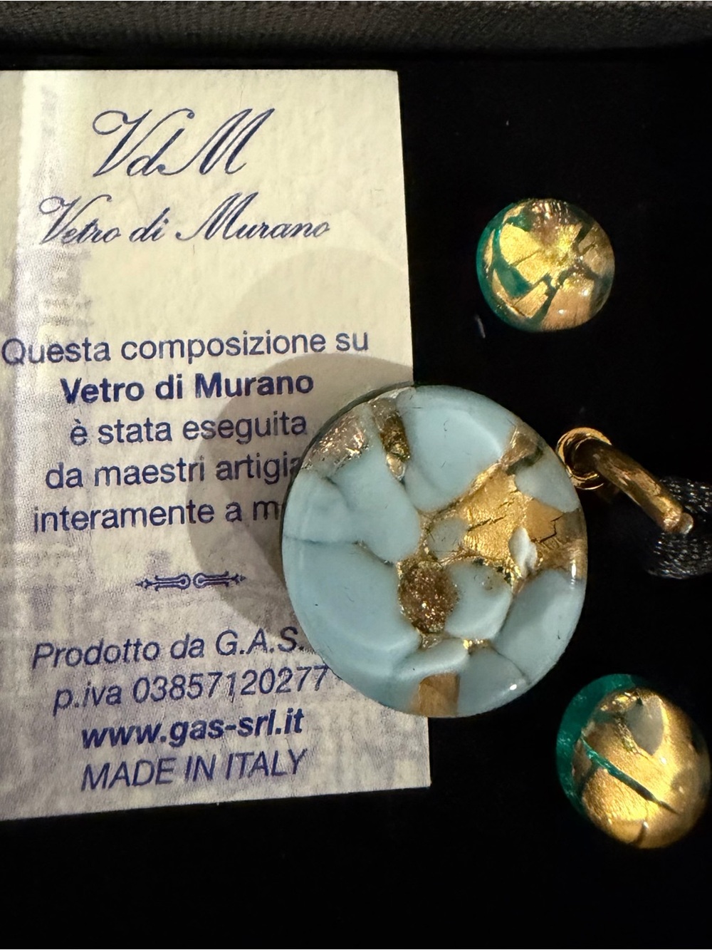 Gold Accented Light Blue Pendant and Earrings Set